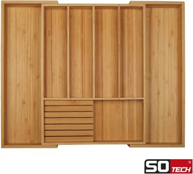 Органайзер для столових приборів Orga-Box III висувний, для кухонь Nobilia (з 2012р), дерев'яний (бамбук), 6-8 відділень + ніжний блок, ширина 40-60 см