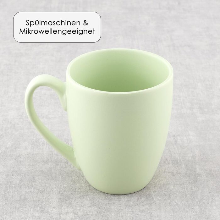 Large Coffee Mug Set – Coffee cups made of high-quality and sturdy ceramic, large handles, large mugs (natural colors, set of 6)