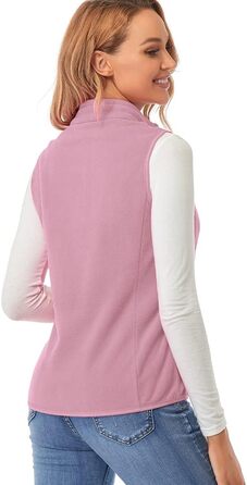 Жіноча флісова жилетка Fuinloth, легка, без рукавів, зі стійким коміром та кишенями на блискавці, хакі (3XL, Рожевий)