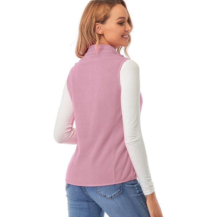 Жіноча флісова жилетка Fuinloth, легка, без рукавів, зі стійким коміром та кишенями на блискавці, хакі (3XL, Рожевий)