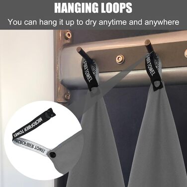 Набір рушників Neerow з мікрофібри (3 шт.): великий (152x76 см), фітнес (80x40 см), маленький (30x30 см), темно-сірий, швидковисихаючі