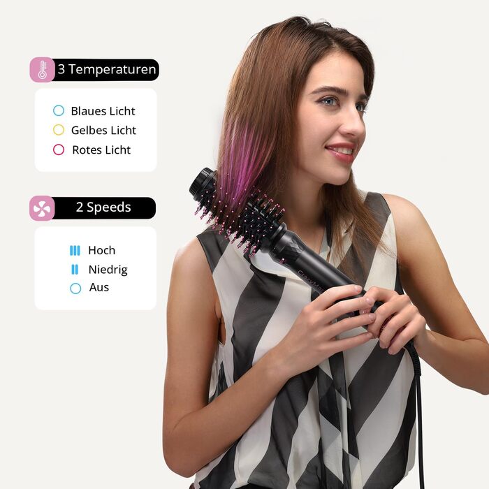 Фен-щітка Rundbürstenföhn 7-в-1 Airstyler з іонізацією, 110 000 об/хв. Професійний стайлер для волосся: локони, укладка, об'єм, випрямлення. Чорний