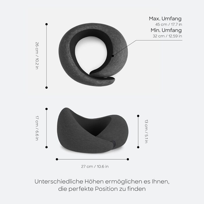 Подушка для шиї Ostrichpillow Go з Memory Foam, ергономічний дизайн 360°, темно-синій