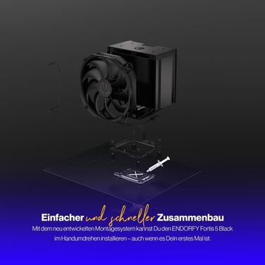 Система охолодження CPU Endorfy Fortis 5 Black з вентиляторами 140 мм та 120 мм, підтримка AM4, AM5, LGA1700, LGA1200, напівпасивний режим