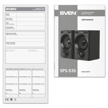 Комплект акустичних колонок 2.0 SVEN SPS-535, 6 Вт, чорний