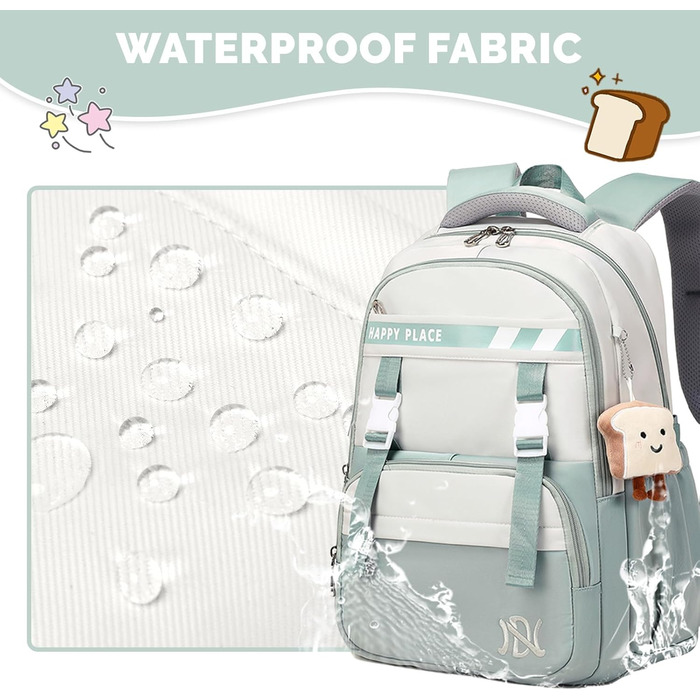 Шкільний рюкзак IvyH для дівчаток, водонепроникний, для 5-9 класів, з великою місткістю, зелений