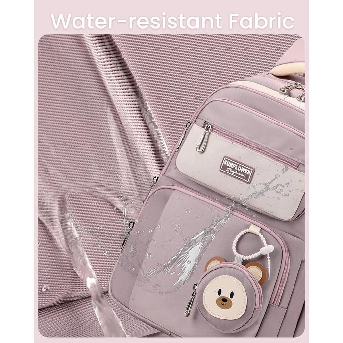 Шкільний рюкзак Makukke для дівчаток, водонепроникний, 30л, для 5 класу, з милим брелоком, зелений