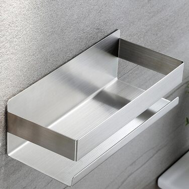 Турнічок для душу YIGII з полицями - кутовий, з нержавіючої сталі, чорний, 4 яруси, без свердління, з тримачем для зубних щіток, регульований 63.5–290 см (Матове срібло)