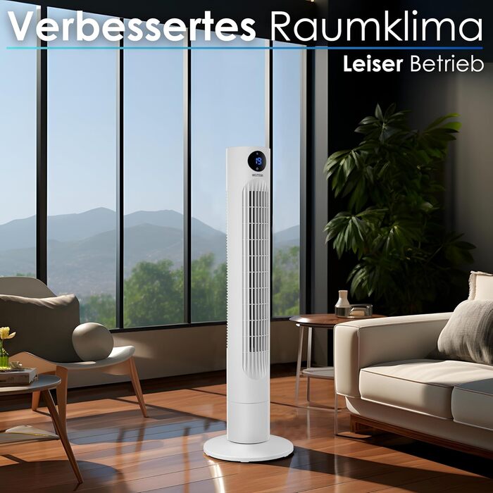Вентилятор Tower Echo – тихий, з пультом, LED-дисплеєм та таймером 12 год