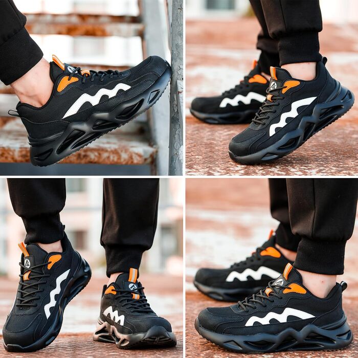 Черевики робочі чоловічі/жіночі. Легкі спортивні захисні черевики з металевим підноском. Дихаючі, неслизькі. Розміри EU 37-46 (40 EU, чорний)