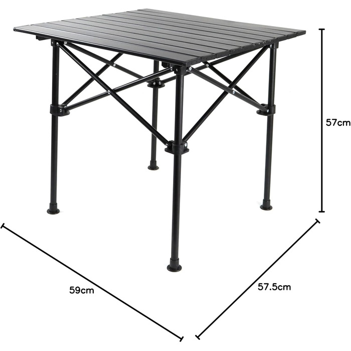 Ондіс24 Складаний столик для кемпінгу, саду та пікніків з алюмінію, 57,5 x 59 x 57 см, 50 кг, Антрацит