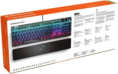 SteelSeries Apex 7 - Механічна ігрова клавіатура з OLED дисплеєм - Червоні перемикачі - Розкладка DE (QWERTZ)