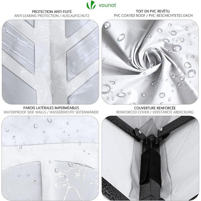 VOUNOT Gazebo 3x3m Waterproof, Stable, Winter-Proof, Pop-Up Folding Gazebo with 4 Side Walls and 4 Sandbags, Party Gazebo, Folding Garden Tent, Party Tent, White
