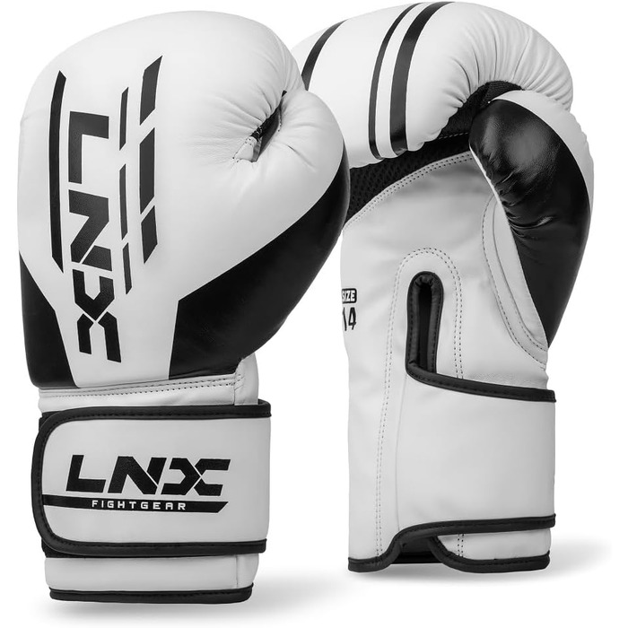 Боксерські рукавички LNX Challenge 8/10/12/14 - для чоловіків, жінок, дітей. Бокс, кікбоксинг, муай-тай, ММА, бойові мистецтва. Колір: ice white, вага: 14 Oz