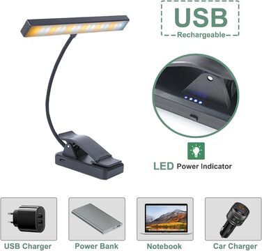 Світлодіодна кліпса-лампа для читання CCHK-18 з USB зарядкою та акумулятором, 18 LED, 4 режими світла, 3 рівні яскравості, складна, для книги, ліжка, офісу, подорожей