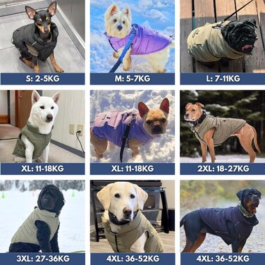 Spark Paws Warmshield™ Dog Jacket Winter Coat, Warm Fleece, Water-Repellent, Windproof, Reflective Vest, Suitable for Medium and Large Dogs, Cold Protection Snow Jacket Parka - - M (M: 5-7kg, Lilac)