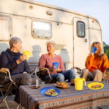 Набір посуду Berglander з білого пластику (24 шт.) для 6 осіб: тарілки, миски, чашки. Підходить для дому, саду, пікніка