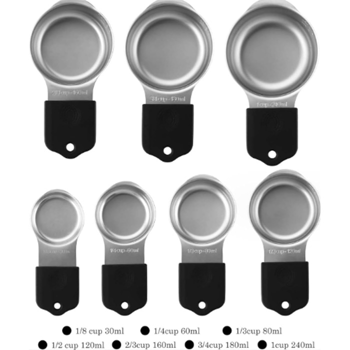 15-Piece Measuring Cup and Spoon Set, 7 Stackable Stainless Steel Measuring Cups, 8 Double-Sided Magnetic Measuring Spoons with 1 Leveler, Kitchen Gadgets for Cooking and Baking