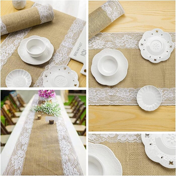 JIUERYY Natural Jute Table Runner Wedding Decoration - 30 * 275CM, 5 Pack