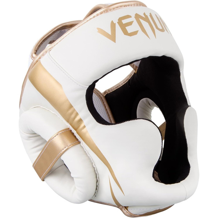 Venum Elite Headgear - White/White (White/Gold) - Boxing & MMA Protection
