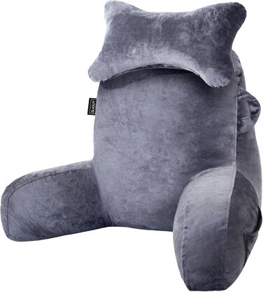 Подушка для сидіння в ліжку, диван, для дорослих, з кишенями, сірого кольору