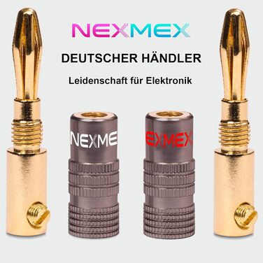 NEXMEX Бананові роз'єми 4 мм (10 шт.) Ultimate - позолочені 24K для акустичних кабелів Hi-Fi