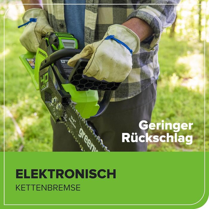 Акумуляторна ланцюгова пила Greenworks G40CS30II 40V, шина 30 см (12
