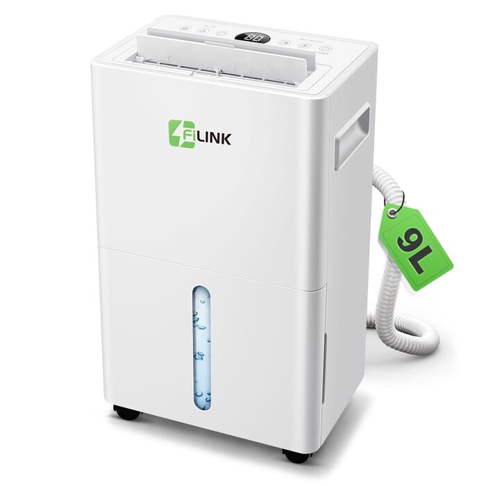 Електричний осушувач повітря 9л/добу, тихий, з дитячим замком, захистом від переливу та авторестартом, для спальні, ванної, підвалу та пральні