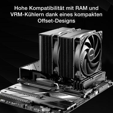 be quiet! Pure Rock Pro 3 Black - повітряний кулер для ПК з високою продуктивністю, 6 теплових трубок, 2 вентилятори 120 мм, сумісний з термопастою з рідким металом