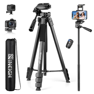 Тринога-штатив Nineigh для смартфона та DSLR камери, алюмінієвий легкий штатив з дистанційним пультом та 3D-головою, висота 211 см, чорний