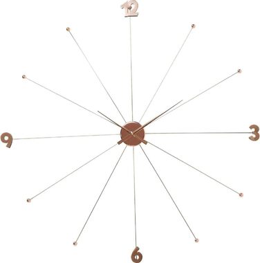 Kare Design Wall Clock Like Umbrella, 100cm Diameter, Clock, Modern, Minimalist, Aluminum Frame, Round, Battery not included (Rosegold)