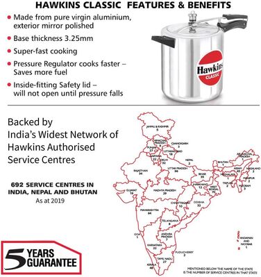 Швидковарка Hawkins Classic CL40 з алюмінію, 4 л, компактна, срібна