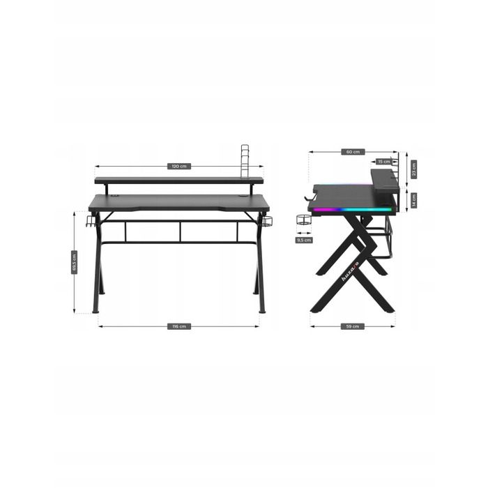 Ігровий стіл Huzaro Hero 5.0 RGB з LED-підсвіткою для геймерів