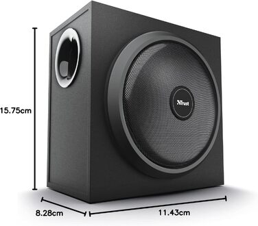 Акустична система Trust Yuri 2.1 для ПК з сабвуфером, 120 Вт, чорний, сучасний дизайн