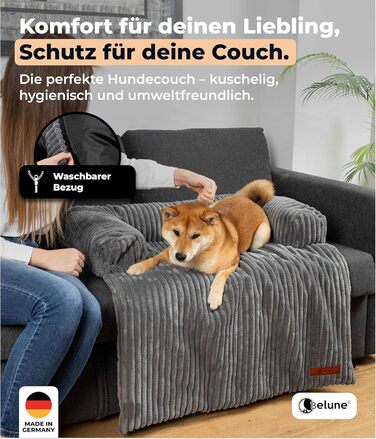 Диванчик для собак Belune Deluxe - миючий, плюшевий, для собак маленьких та середніх порід (темно-сірий, S - 80x78 см)