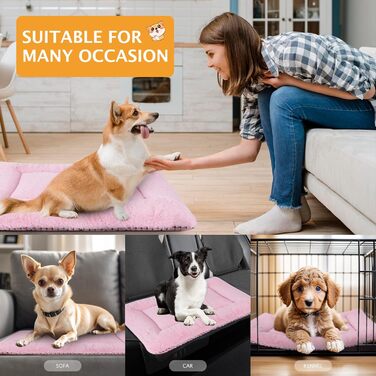 Dog Bed Soft and Warm Mat Dog Cushion Washable Cozy Reversible Pet Sofa Cushion PS085 (106x71 CM, Pink)