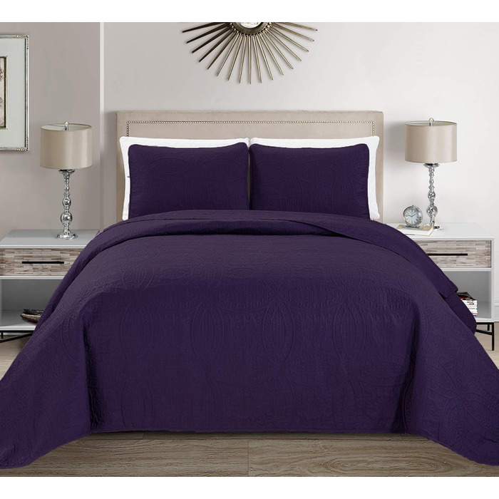 Торговая марка MK Home: Плед-покрывало Solide з тисненням, розмір King/California King (Темний фіолетовий)