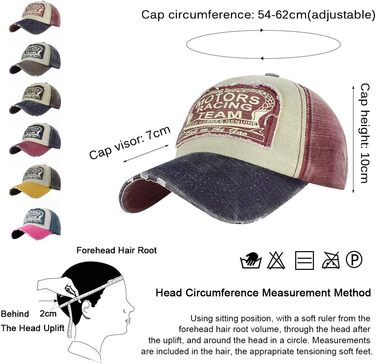 Кепка бейсболка Tuopuda Retro Vintage з регулюванням, унісекс, для мотоциклів, водіння, літня, морського кольору та червона