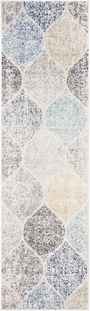 Килим SAFAVIEH з потертим ефектом для вітальні, їдальні, спальні - колекція Madison, короткий ворс, 155 x 229 см (слонова кістка та блакитний), 69 x 244 см (дверний килимок)