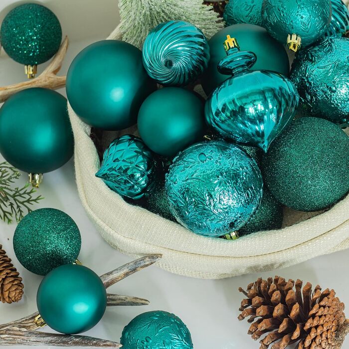 Набір ялинкових прикрас Busybee 30 шт. 6 см, пластикові кулі для ялинки, темний крячок, 60 мм