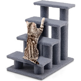 Сходинка для тварин GOPLUS: дерев'яна драбина-сходинка для котів та собак, котячий будиночок, кігтеточка, сірий колір
