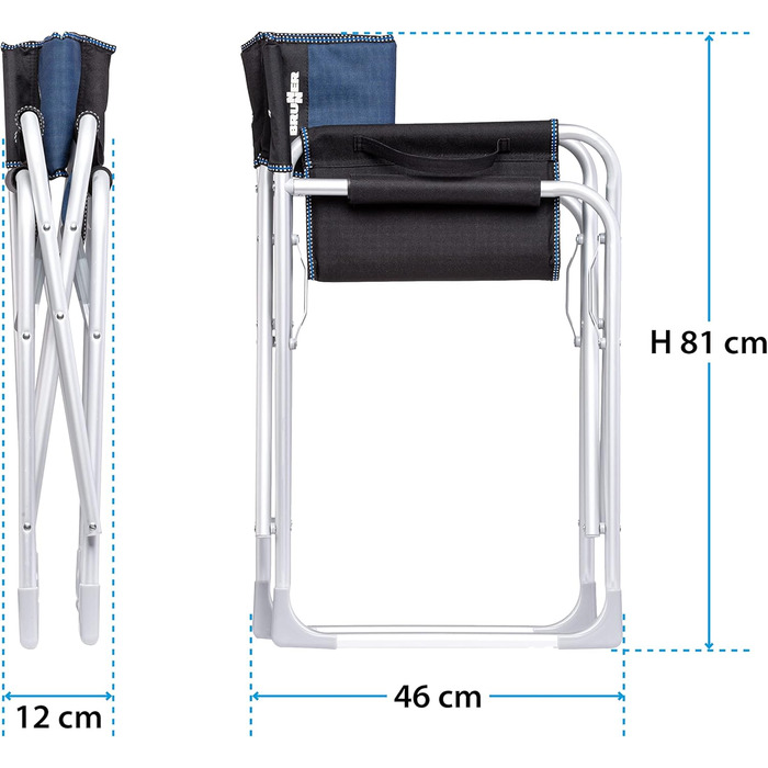 Крісло розкладне Brunner Regista Captain Azzurro/Nero (Чорний/Синій) - комфортне для кемпінгу та відпочинку