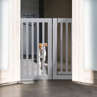 Захисне ворота для собак Relaxdays: сіре, самостійне, з дверцятами, 70x207 см, складне, на ніжках