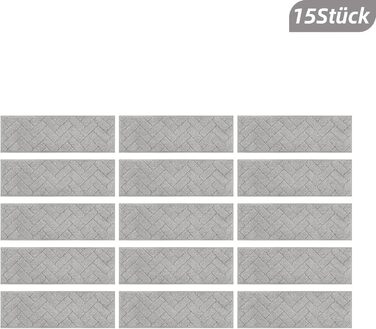 Килимки на сходи BEQHAUSE антиковзні, 22x70 см, сірі (15 шт.) - для дітей, літніх людей, домашніх тварин, машинне прання