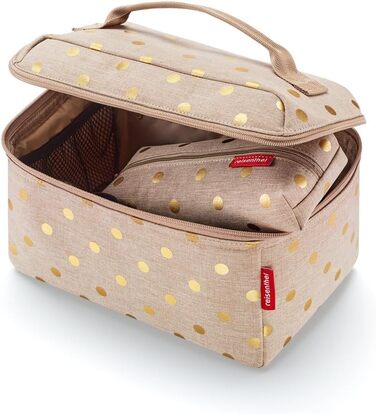 Подарунковий набір косметичок reisenthel Beautycase: косметичка та прямокутна сумка Metallic Dots Coffee (17x18x17 см та 21x8x4 см)