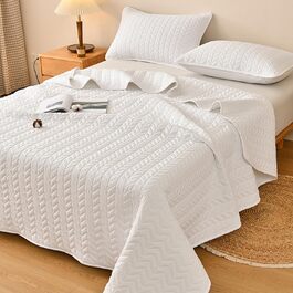 Cozy, warm quilted blanket, soft woven throw blanket for bed, couch, and chair, comfortable blanket, perfect for home decoration and winter warmth (White, 200 x 230 cm/3pcs)