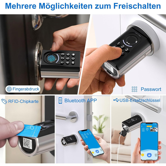 Електронний замок WELOCK ToucA51 з відбитком пальця, PIN-кодом, RFID, Wi-Fi, для дверей 30-70 мм