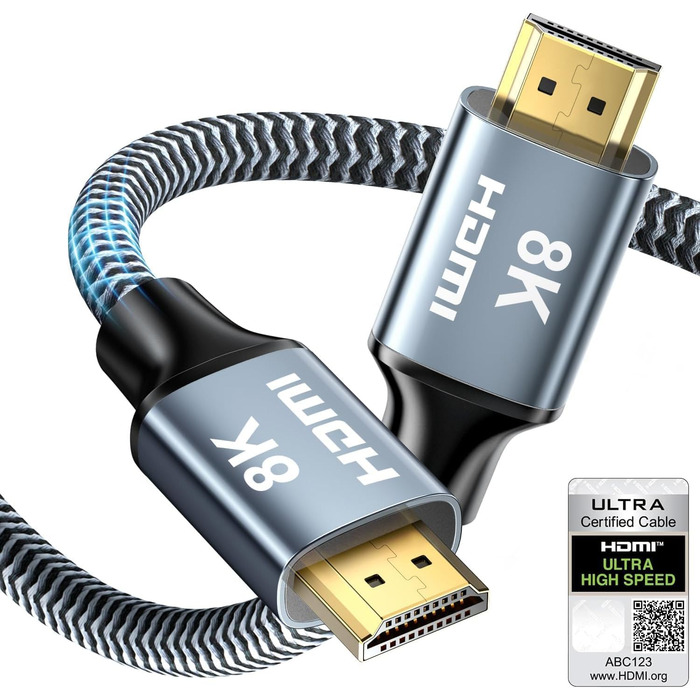 HDMI 2.1 кабель 8K (0,5м) - підтримка 8K@60Hz, 4K@120Hz, Dolby eARC, HDCP, HDR, для HDTV, ноутбука