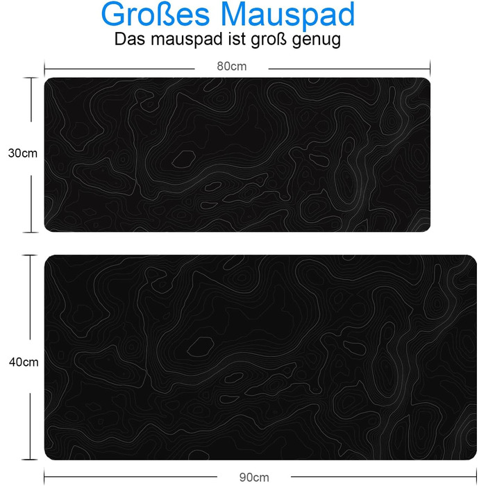 Килимок для миші ігровий XXL 900x400 мм з художнім контуром, водонепроникний, антиковзкий для ПК, MacBook, ноутбука. Підвищує точність та швидкість