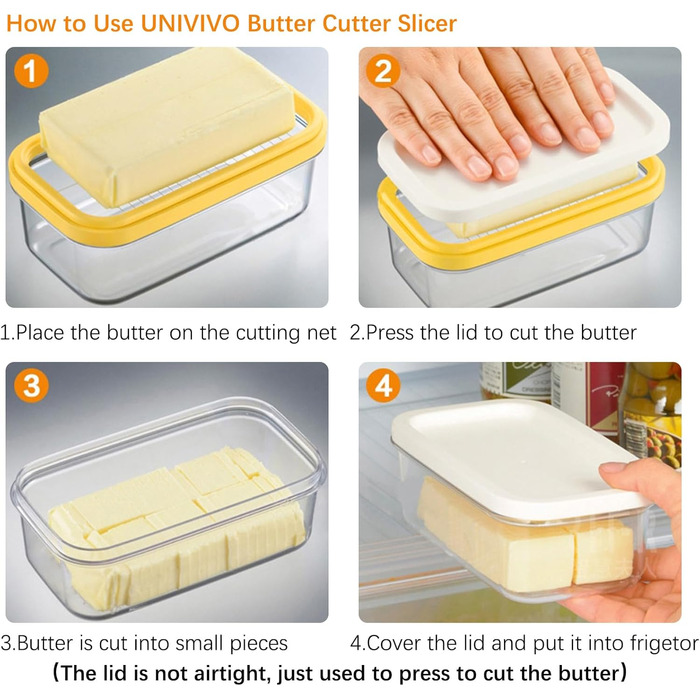 Plastic butter shaper, butter container with lid for the refrigerator, easily cuts two 113 ml sticks of butter